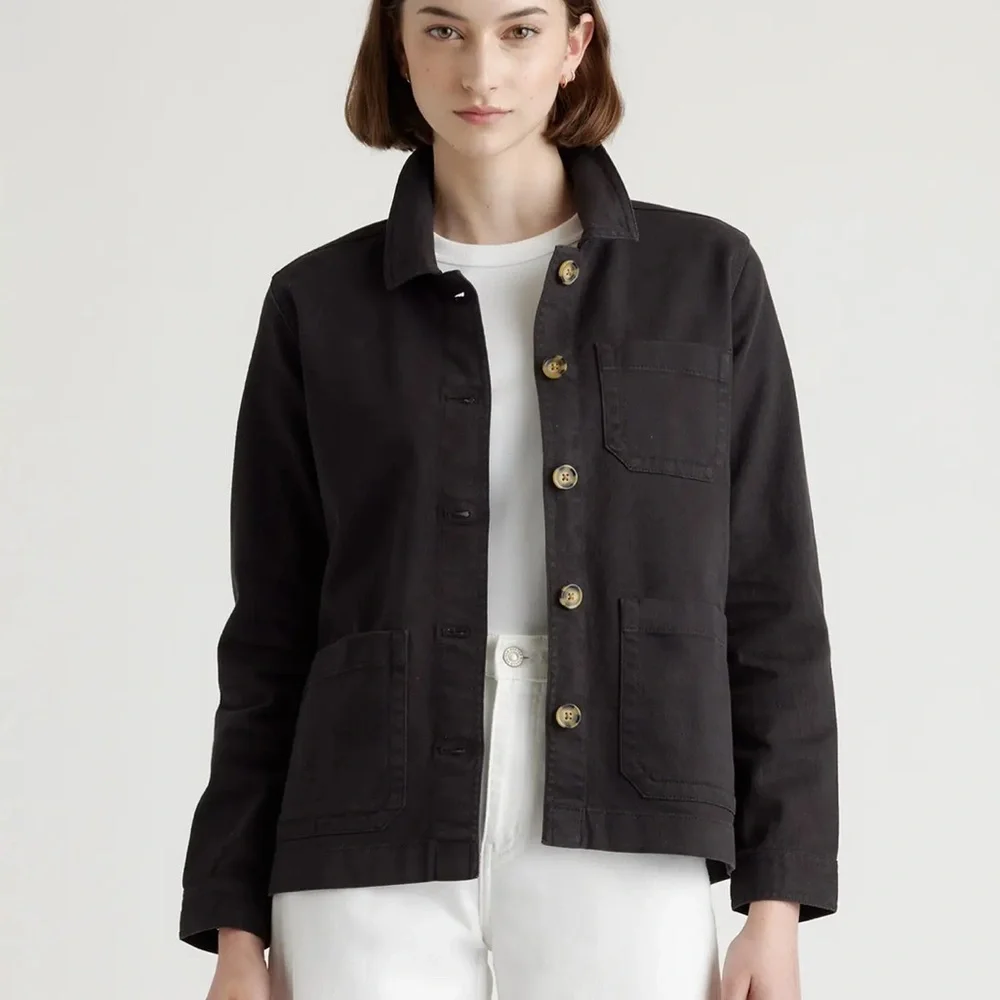 Quince Black Utility Jacket with Patch Pockets - Picture 1 of 4